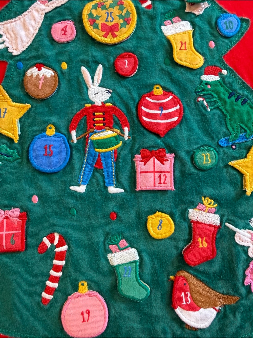 Mini Boden girls Christmas tree appliqué dress - Picture 5 of 7
